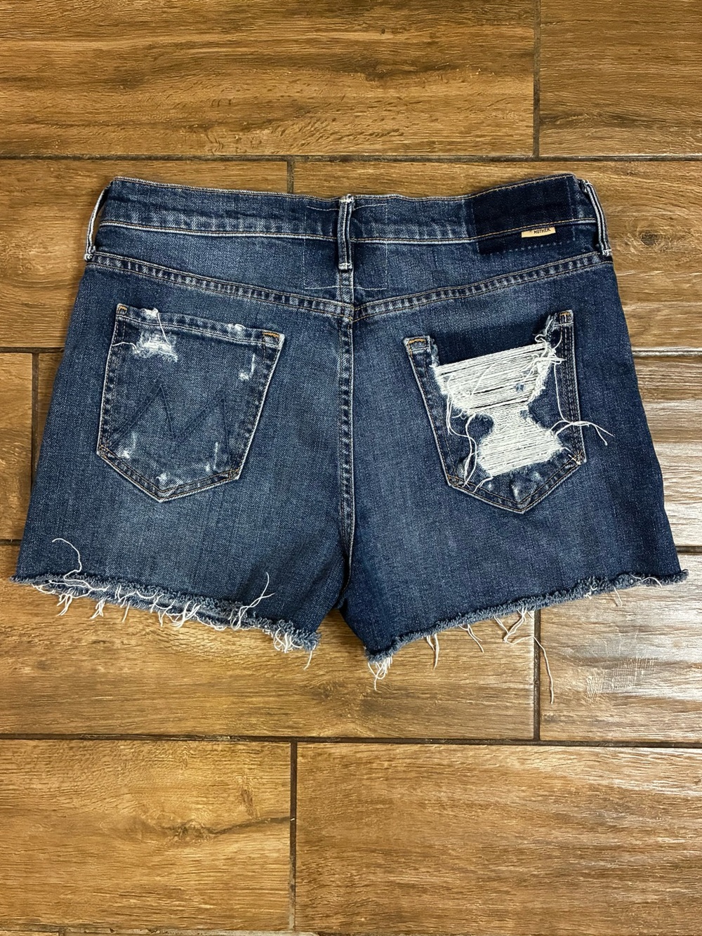 MOTHER The Dutchie Short Fray Denim Shorts in My Treat Wash